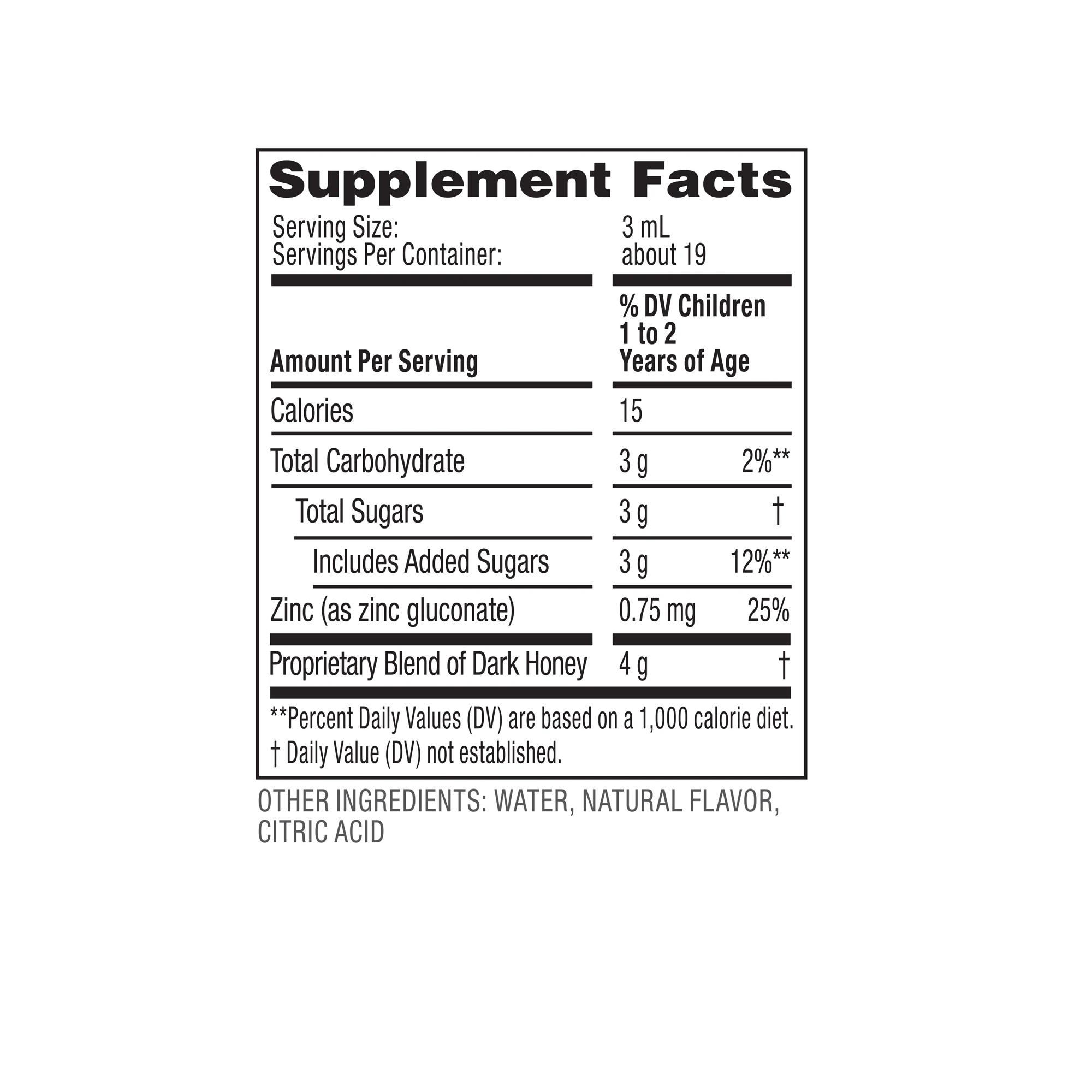 Zarbee’s® Baby Cough Syrup + Immune Nutrition Label