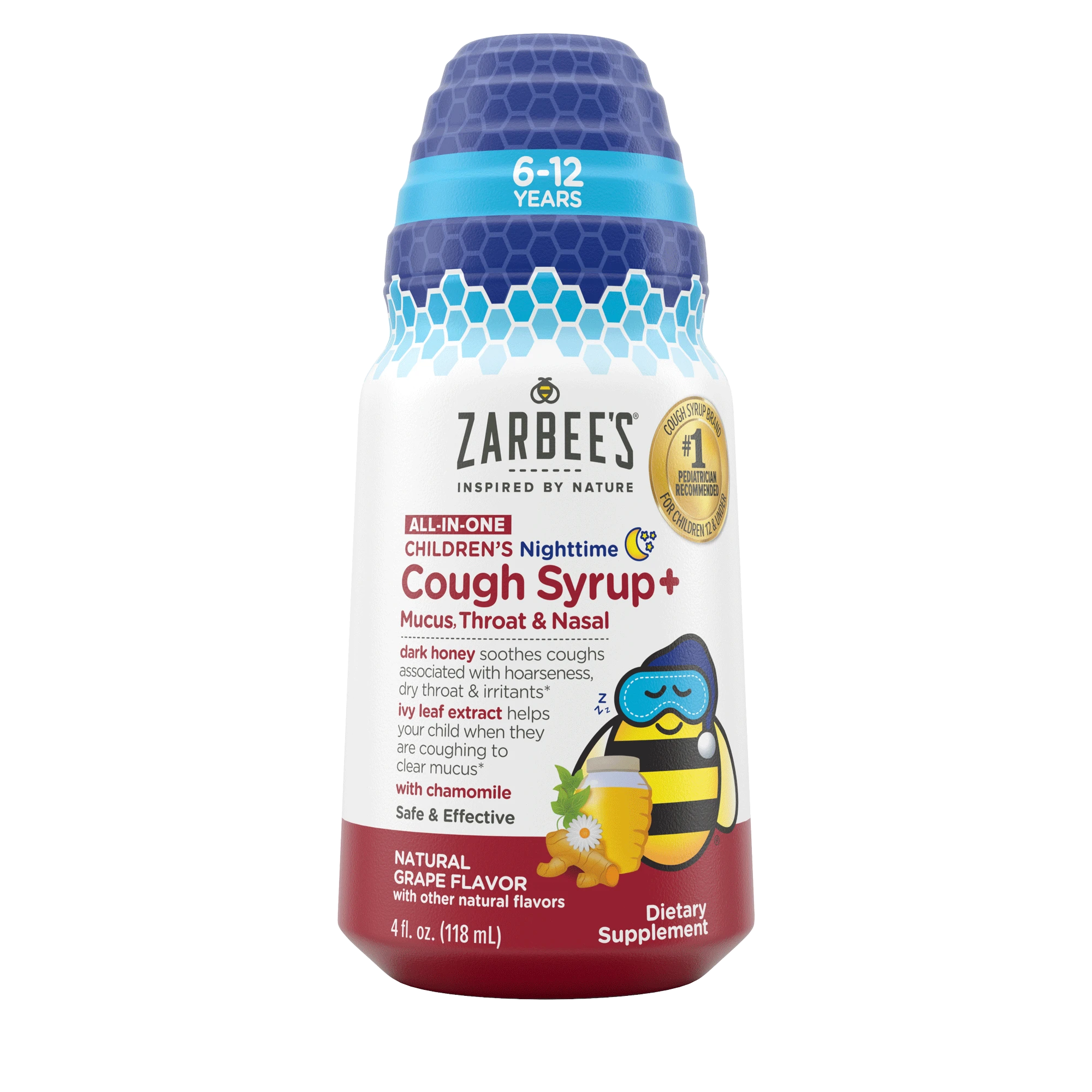 Front packaging of Zarbee’s® Kid's Cough All-In-One Night