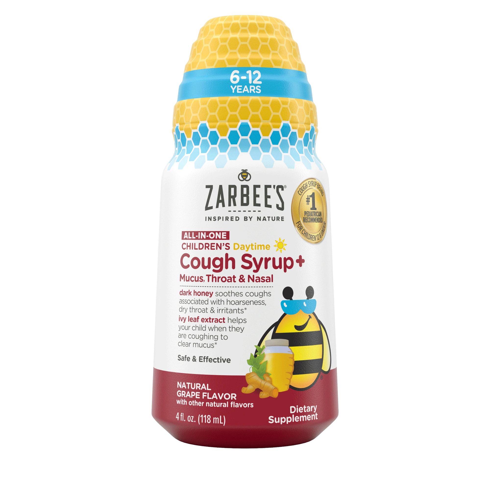 Front packaging of Zarbee’s® Kid's Cough All-In-One Day