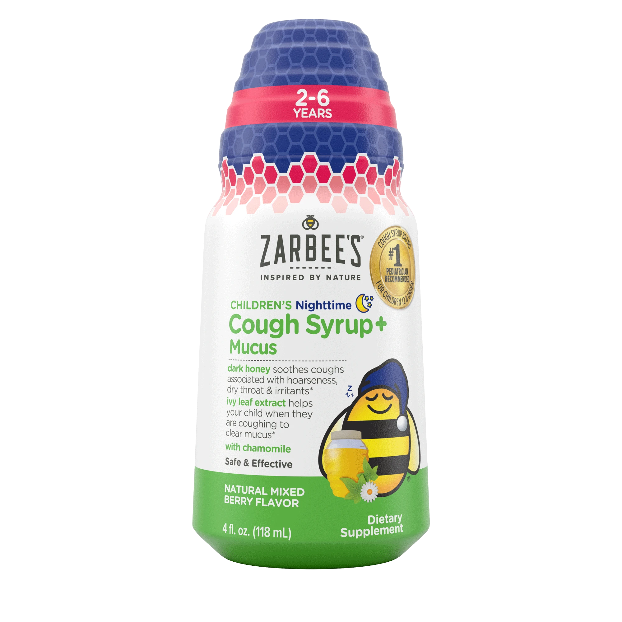 Front packaging of Zarbee’s® Kid's Cough + Mucus Night