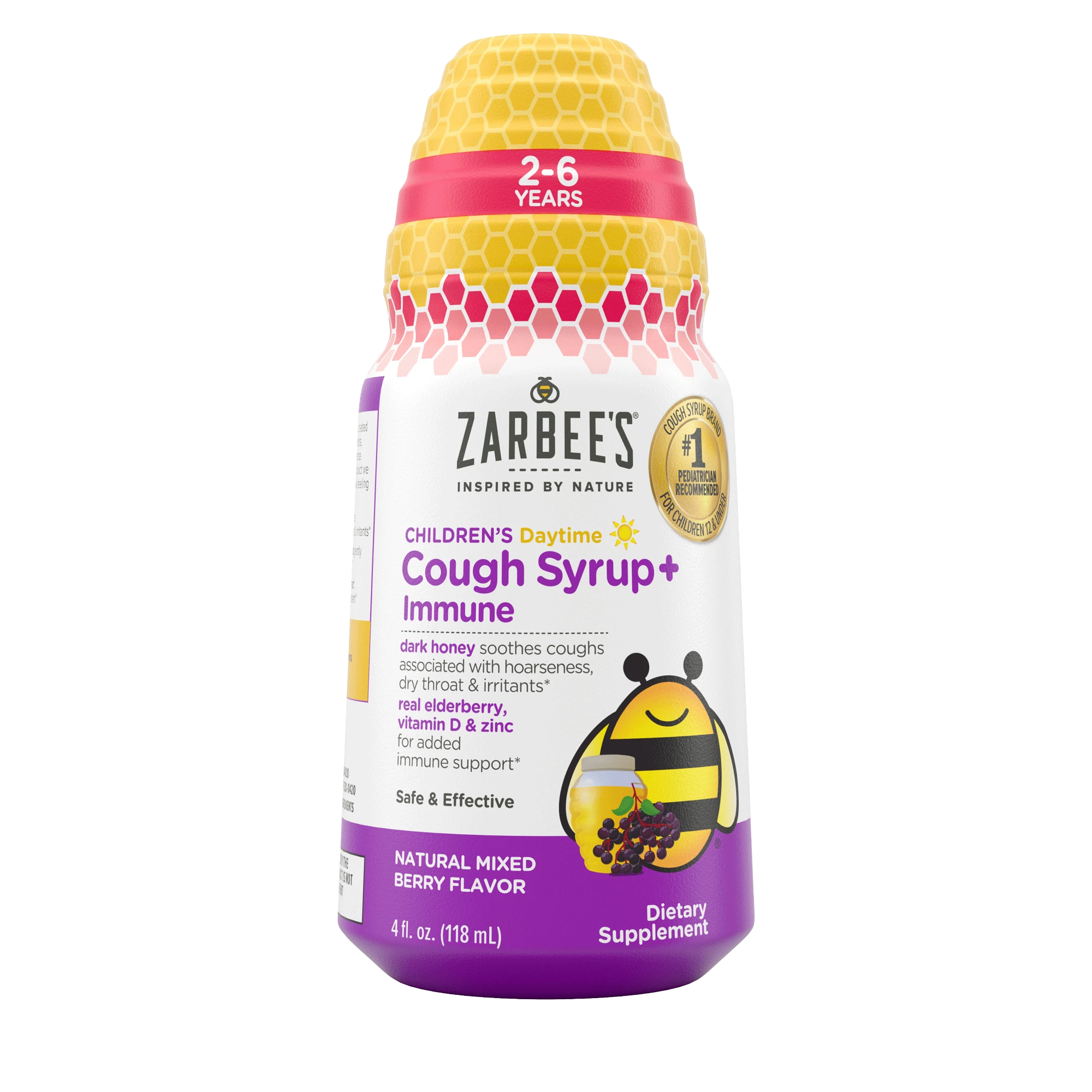 Front packaging of Zarbee’s® Kid's Cough Syrup + Immune Daytime