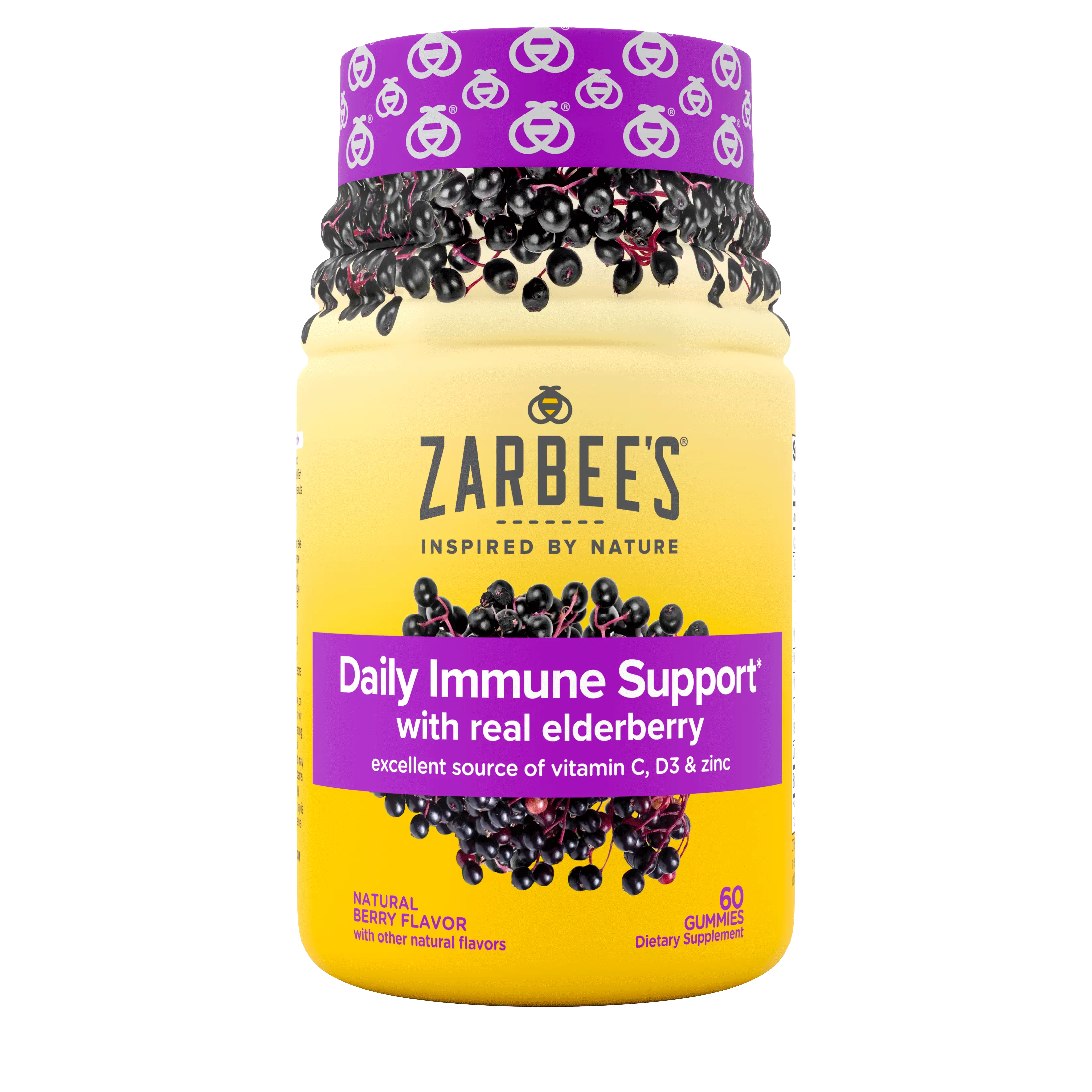 Front of Zarbee's® Elderberry Immune Support Gummies Bottle